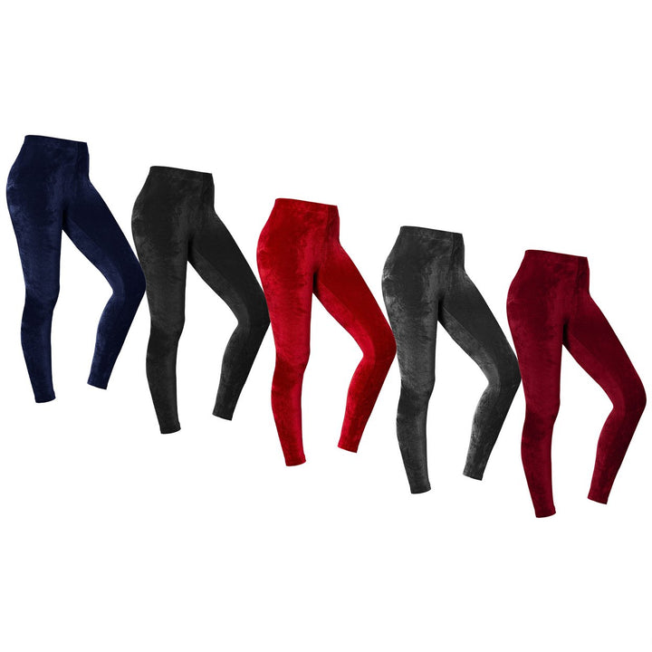 4-Pieces of Randomly Selected Womens Ultra-Soft Cozy Comfortable Stretch Fit Velour Leggings Image 7