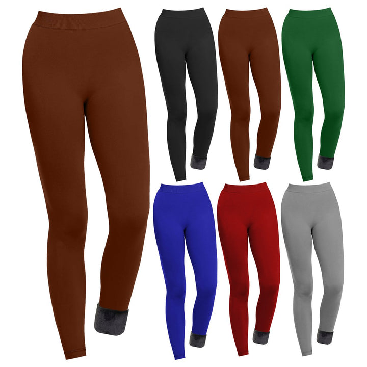 1-Piece Womens Ultra-Soft Winter Warm Comfortable Stretch faux Lined Leggings Image 4