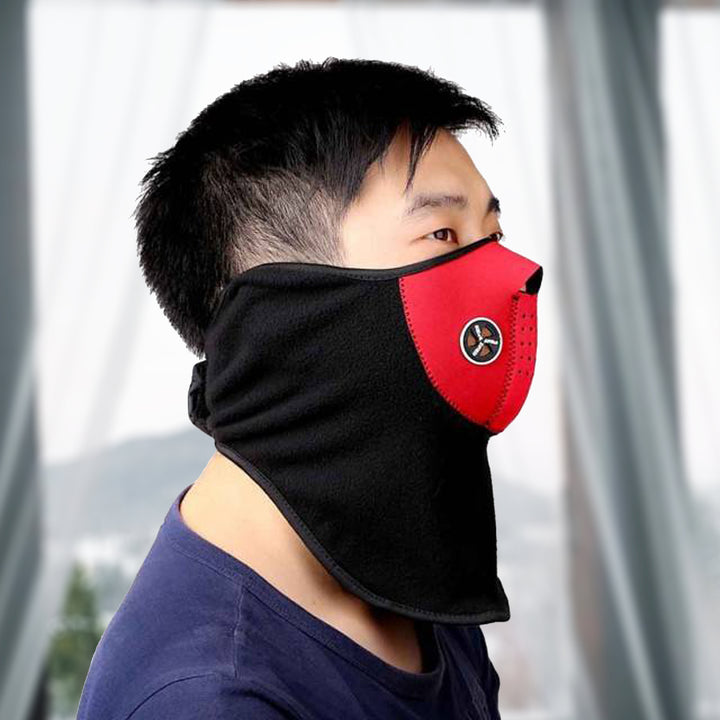 2-Piece Mens Winter Warm Breathable Windproof Fleece Lined Half Face Mask Image 6