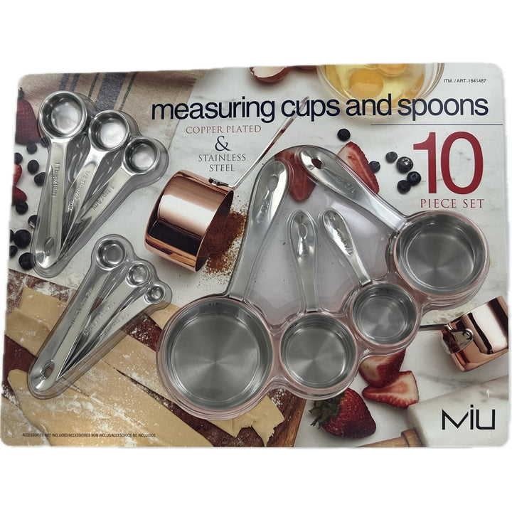 MIU Copper Plated and Stainless Steel Measuring Cups and Spoons 10 Piece Set Image 1