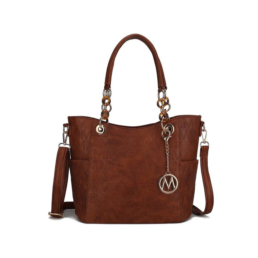 MKFCollection Rylee Signature Tote Bag - Vegan Leather Designer Handbag Image 1