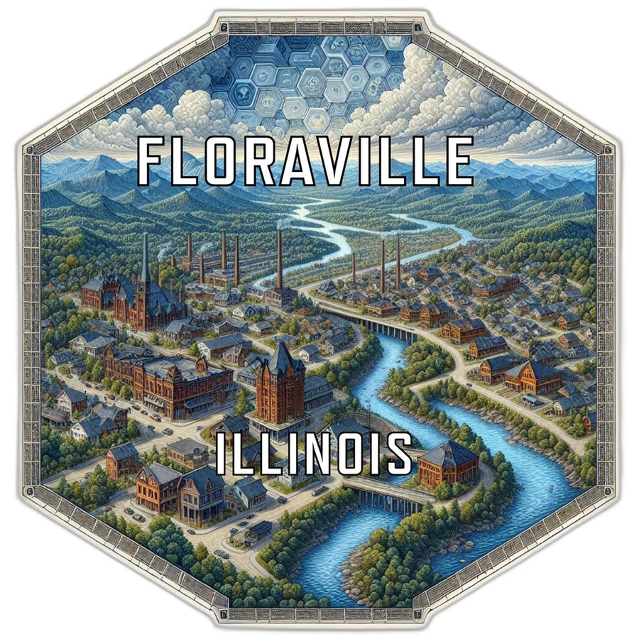 Floraville Illinois Travel Destination Souvenir Vinyl Decal Sticker Image 1