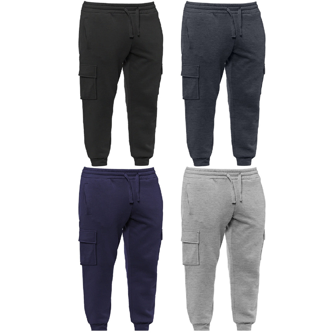 1-Piece Mens Winter Warm Ultra-Soft Comfortable Tapered Fit Cargo Joggers Image 11