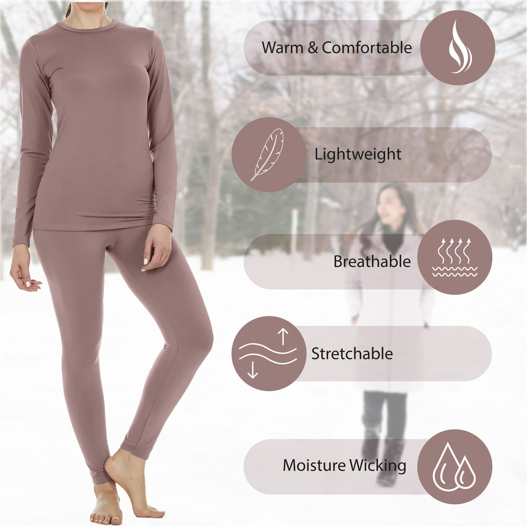 6-Pieces of Randomly Selected Womens Fleece Lined Thermal Set Cotton Blend Ideal for Layering and Winter Warmth Image 10