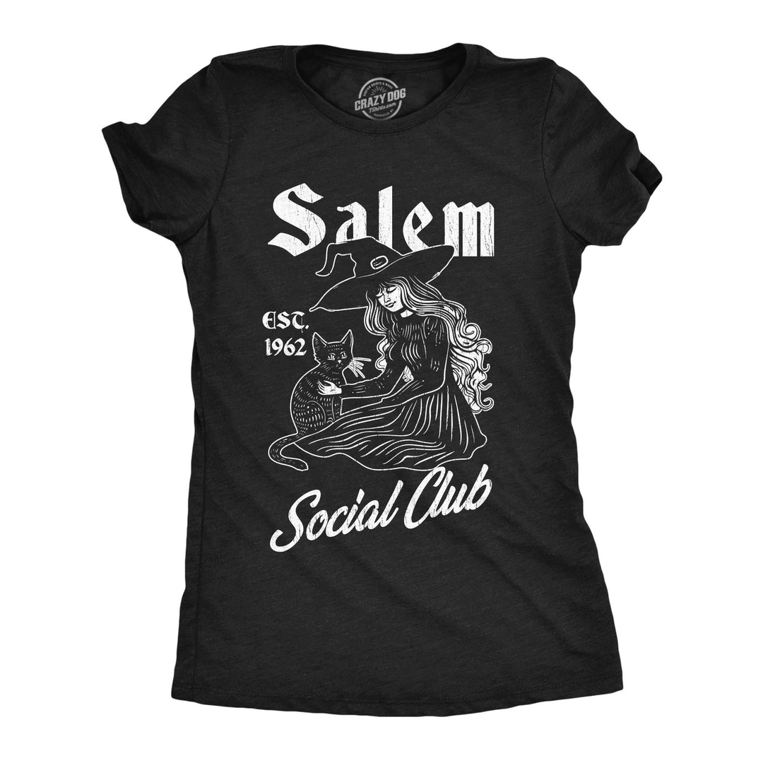 Womens Funny T Shrits Salem Social Club Sarcastic Halloween Witch Graphic Novelty Tee For Ladies Image 1