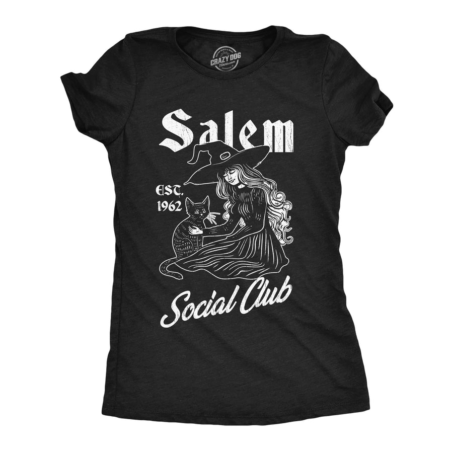 Womens Funny T Shrits Salem Social Club Sarcastic Halloween Witch Graphic Novelty Tee For Ladies Image 1