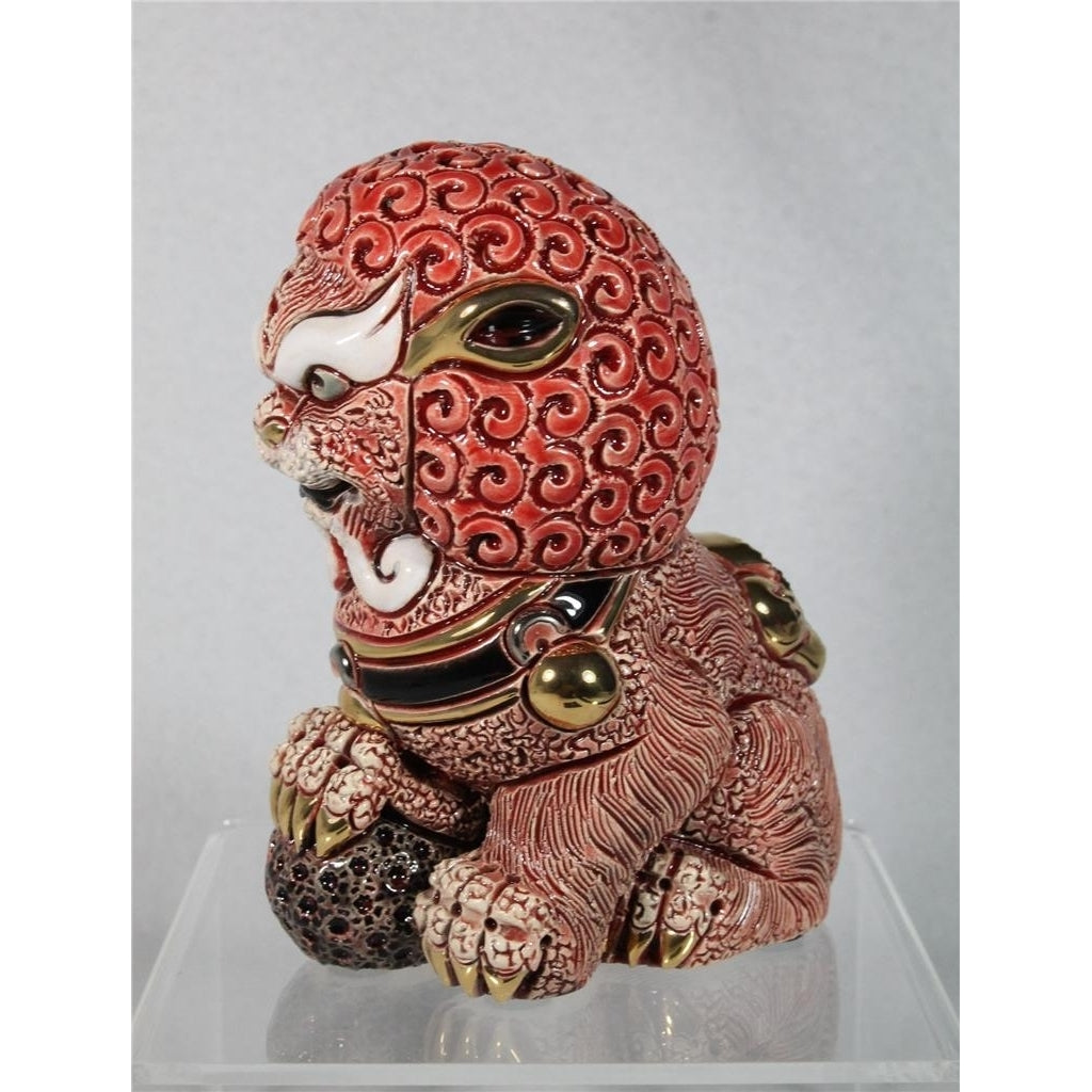 DeRosa Rinconada Family Figurine - Foo Lion Red - F249R - In Box Image 4