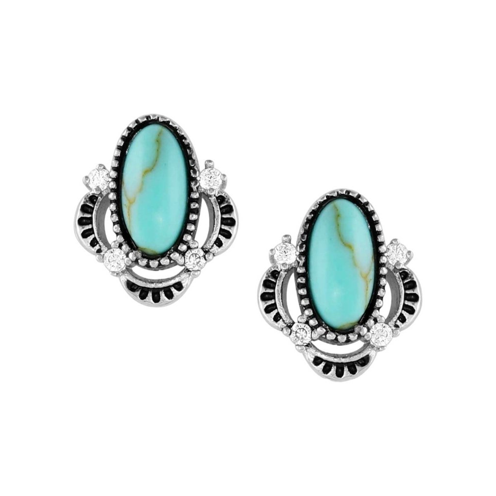 Montana Silversmiths Earrings Womens Turquoise Treasure Crystal ER5520 Image 1