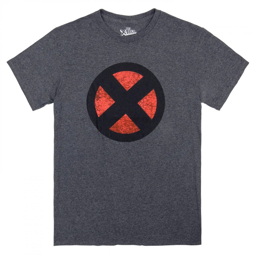 X-Men Distressed Symbol Grey T-Shirt Image 1