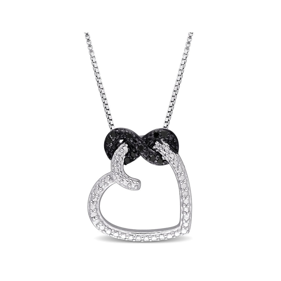 Black Diamond Accent Heart Pendant Necklace in Sterling Silver with Chain Image 1