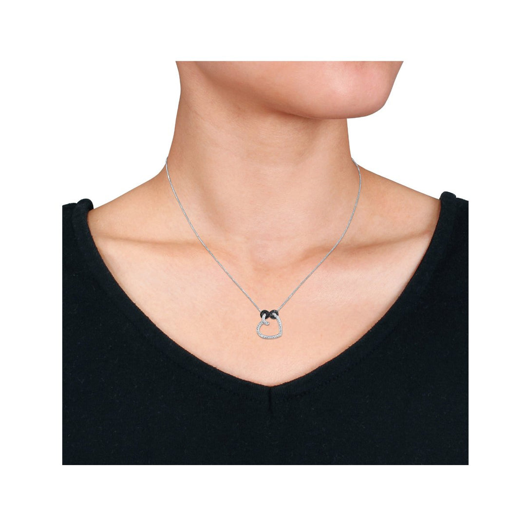 Black Diamond Accent Heart Pendant Necklace in Sterling Silver with Chain Image 2