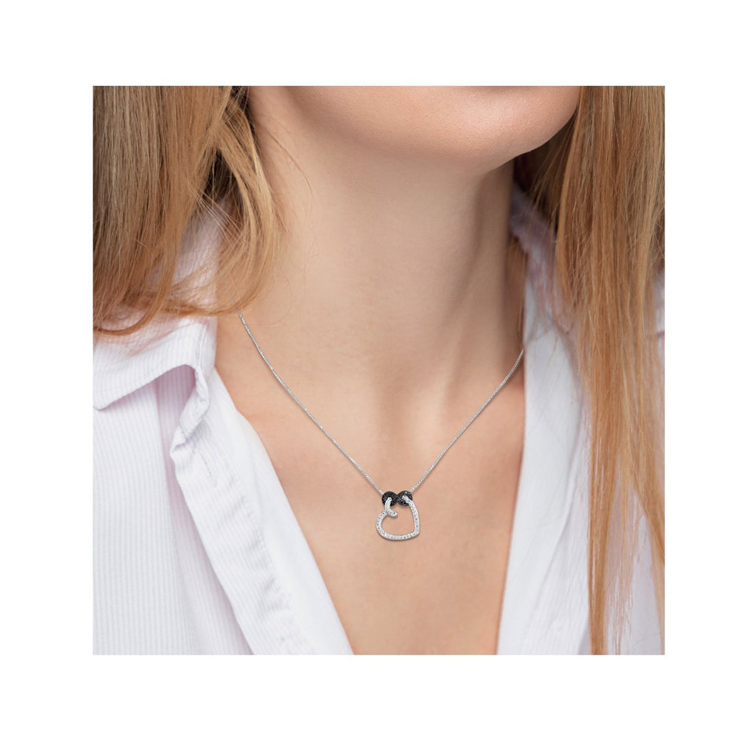 Black Diamond Accent Heart Pendant Necklace in Sterling Silver with Chain Image 3