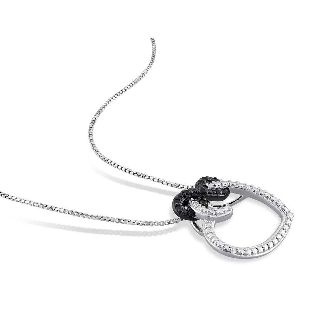 Black Diamond Accent Heart Pendant Necklace in Sterling Silver with Chain Image 4