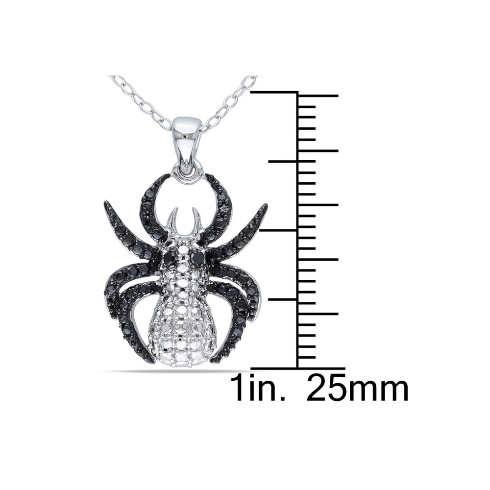 Black Accent Diamond Spider Charm Pendant Necklace in Sterling Silver with Chain Image 2