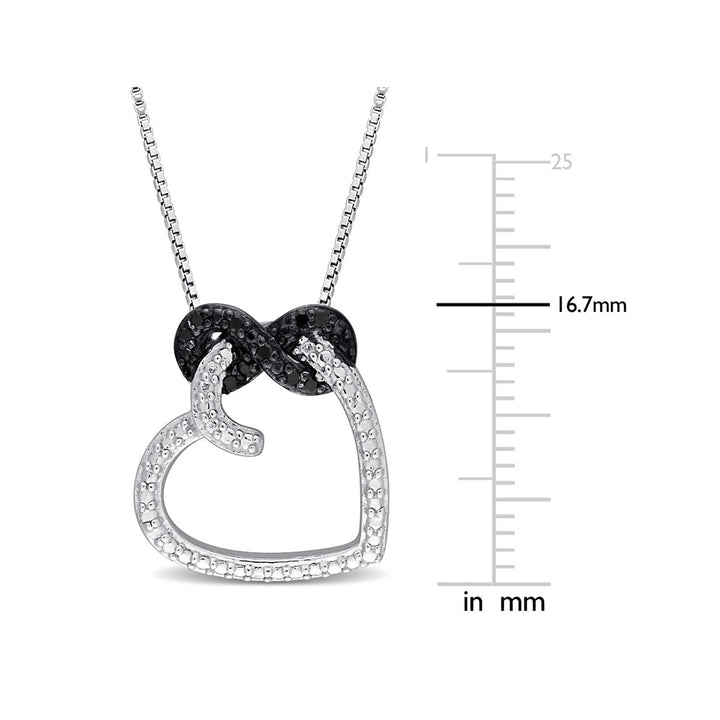 Black Diamond Accent Heart Pendant Necklace in Sterling Silver with Chain Image 4