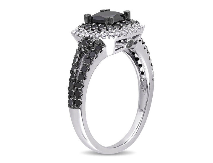 1.51 Carat (ctw) Black and White Diamond Engagement Ring in Sterling Silver Image 3