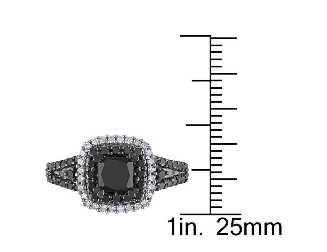 1.51 Carat (ctw) Black and White Diamond Engagement Ring in Sterling Silver Image 4