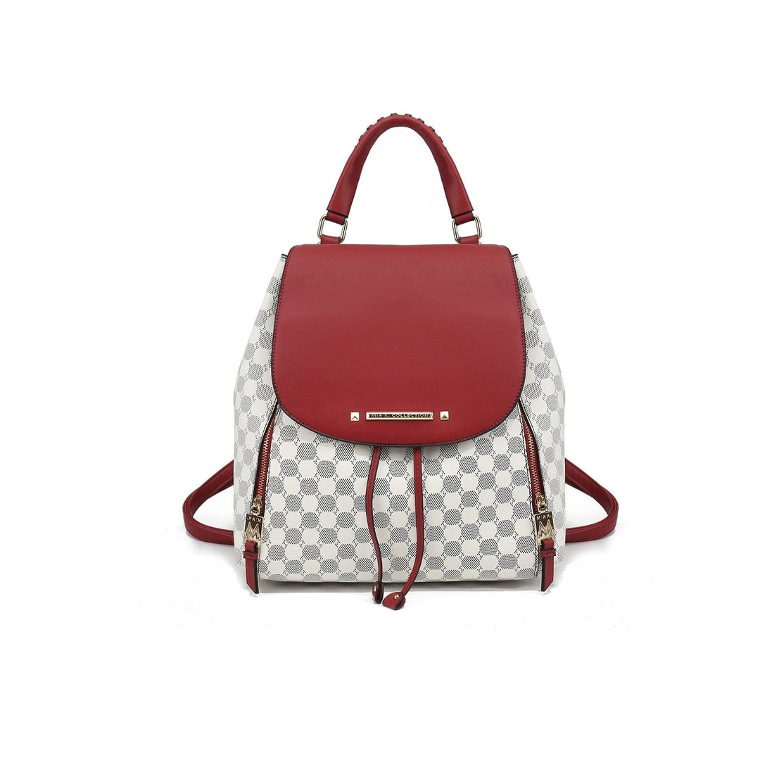 MKFCollection Kimberly Circular Print Backpack - Vegan Leather Designer Handbag Image 1