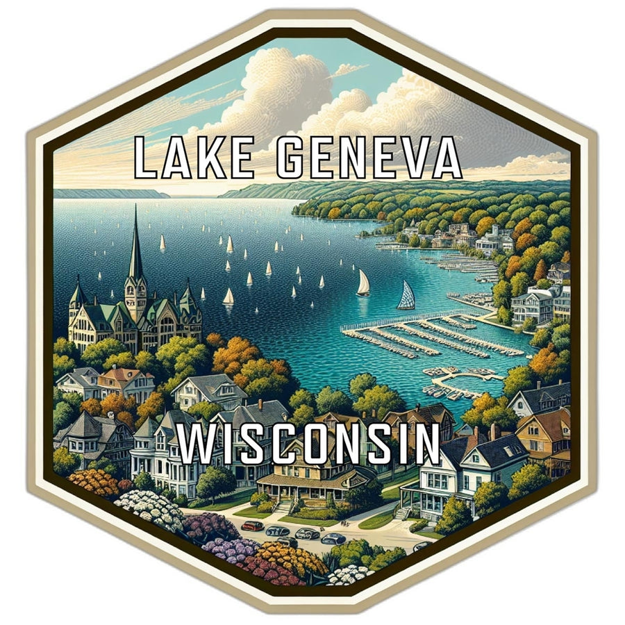 Lake Geneva Wisconsin Travel Destination Souvenir Vinyl Decal Sticker Image 1