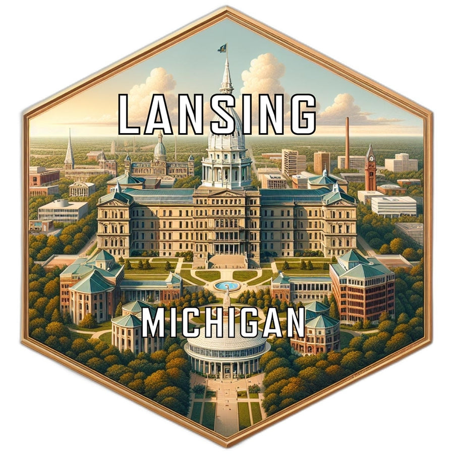 Lansing Michigan Travel Destination Souvenir Vinyl Decal Sticker Image 1