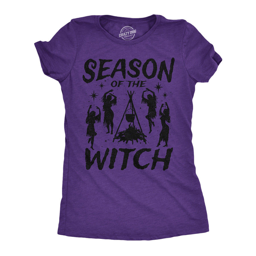 Womens Funny T Shirts Season Of The Witch Sarcastic Halloween Witch Graphinc Tee For Ladies Image 1