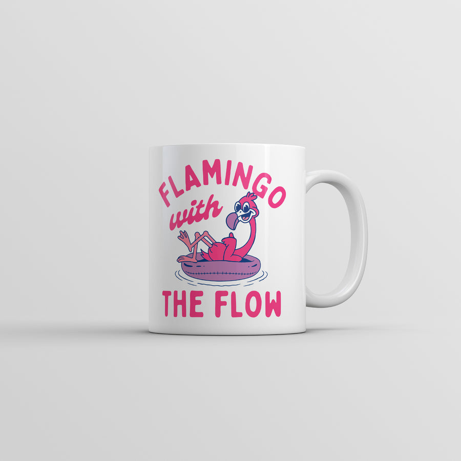 Flamingo With The Flow Mug Funny Sarcastic Animal Graphic Coffee Cup-11oz Image 1