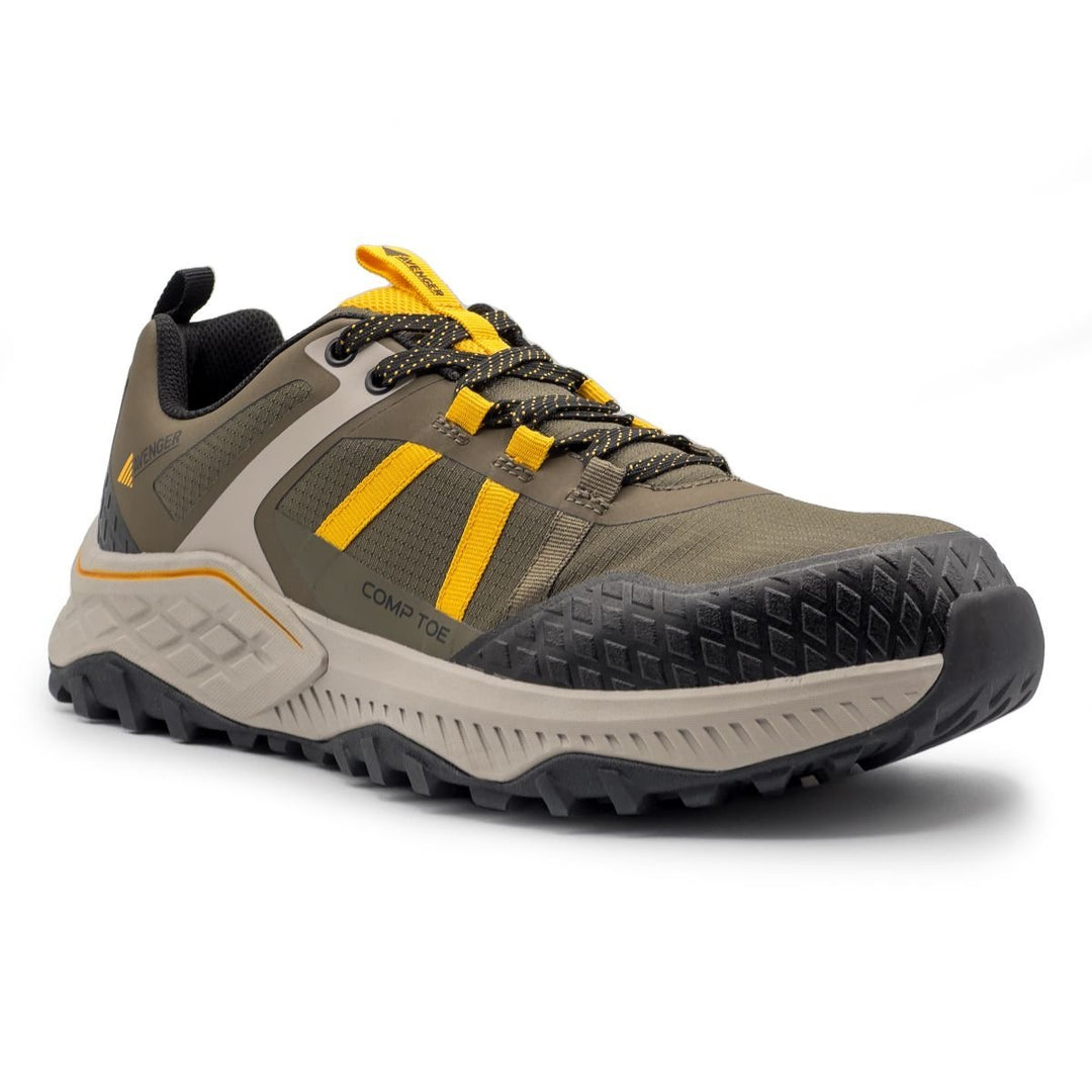 Avenger Mens Aero Trail Composite Toe EH Work Shoe Olive/Yellow - A1222 OLIVE/YELLOW Image 1