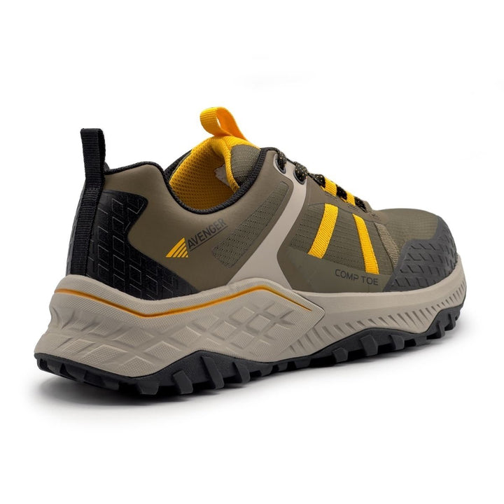 Avenger Mens Aero Trail Composite Toe EH Work Shoe Olive/Yellow - A1222 OLIVE/YELLOW Image 4