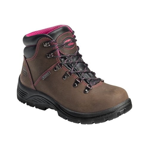 FSI FOOTWEAR SPECIALTIES INTERNATIONAL NAUTILUS Avenger Womens 6" Framer Steel Toe EH Waterproof Work Boots Brown/Pink - Image 1