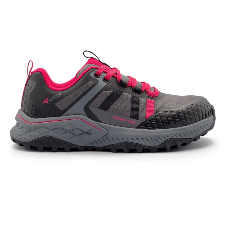 FSI FOOTWEAR SPECIALTIES INTERNATIONAL NAUTILUS Avenger Womens Aero Trail Composite Toe EH Work Shoe Grey/Magenta - Image 4