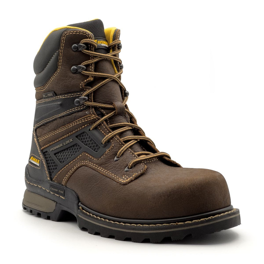 FSI FOOTWEAR SPECIALTIES INTERNATIONAL NAUTILUS Avenger Mens 8" A-Max Dozer Composite Toe EH Waterproof Work Boot Brown Image 1