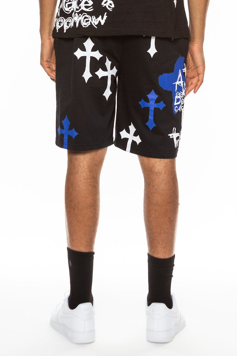 Bejewelled Chrome Skull Shorts Image 4