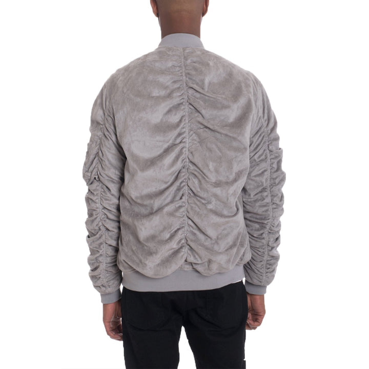 Grey Smoke Faux Suede Tagged Bomber Image 3