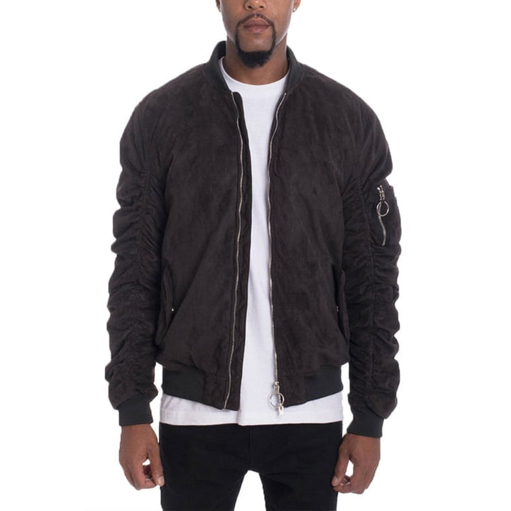 Grey Smoke Faux Suede Tagged Bomber Image 4