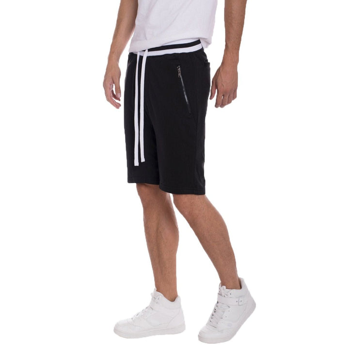 FRENCH TERRY SHORTS- BLACK/WHITE Image 1