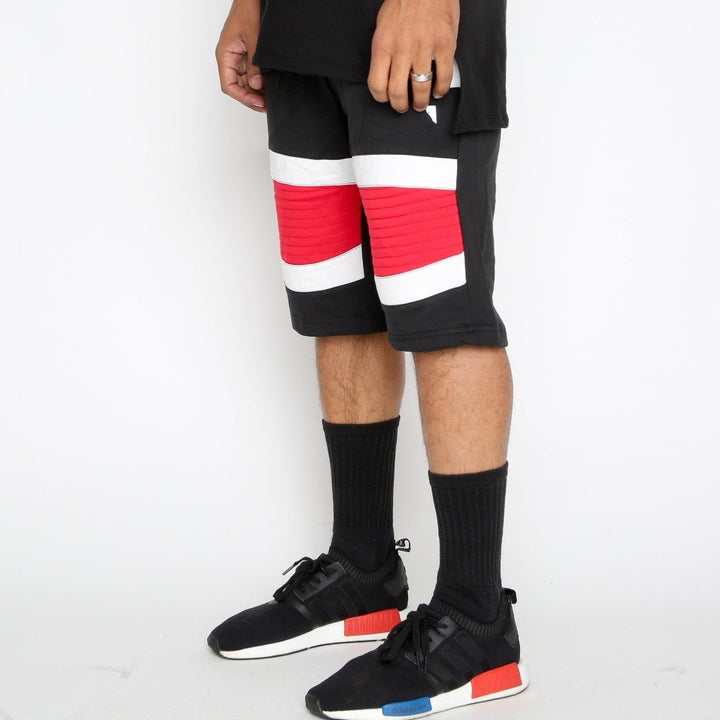 Red Stripe Moto Shorts Image 3