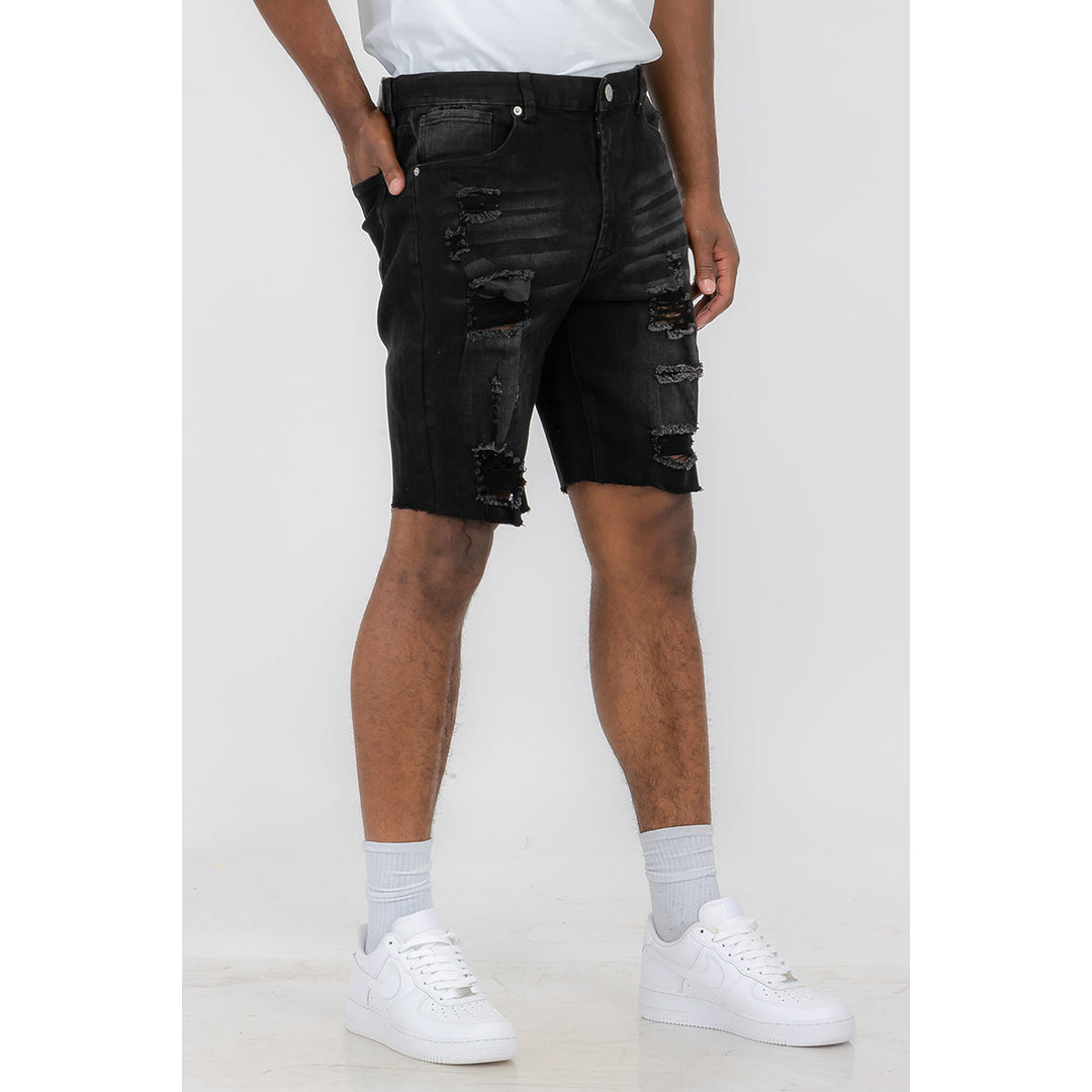 Mens Distressed Denim Shorts Image 2