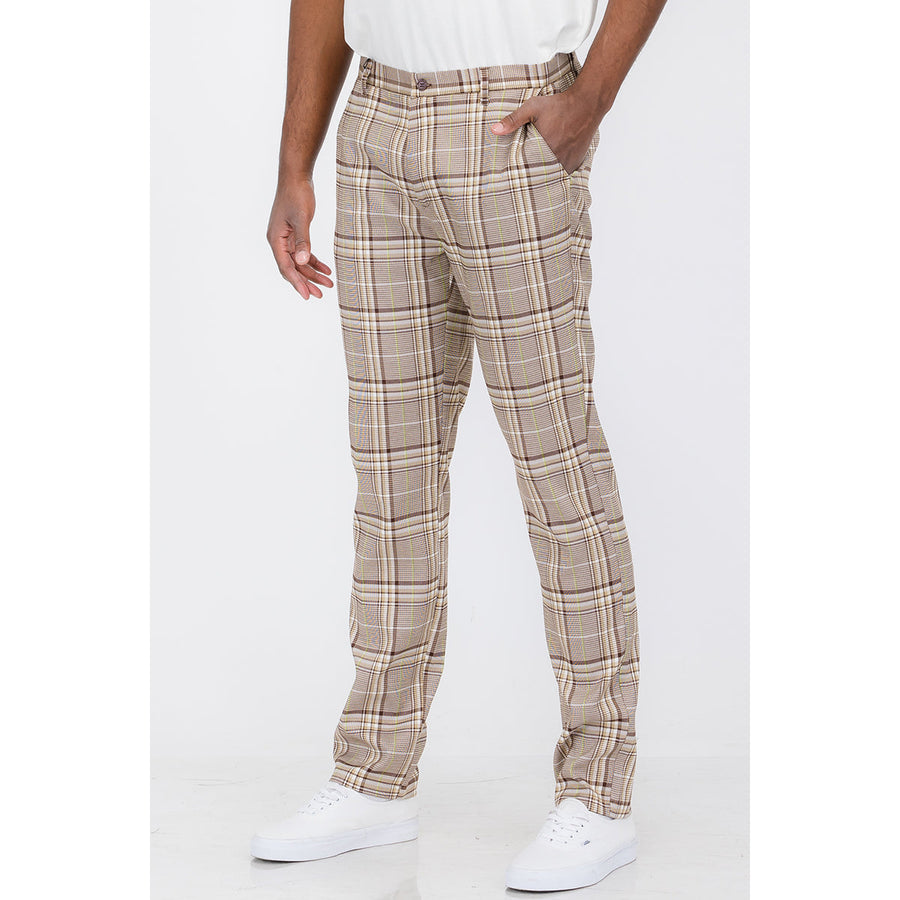 Plaid Slim Fit Trouser Pants Image 1