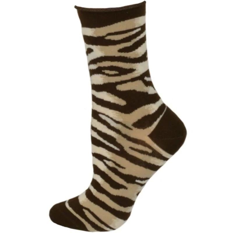 Sierra Socks Zebra Pattern Hi Anklet Casual Cotton Womens 2 Pair Socks Image 3