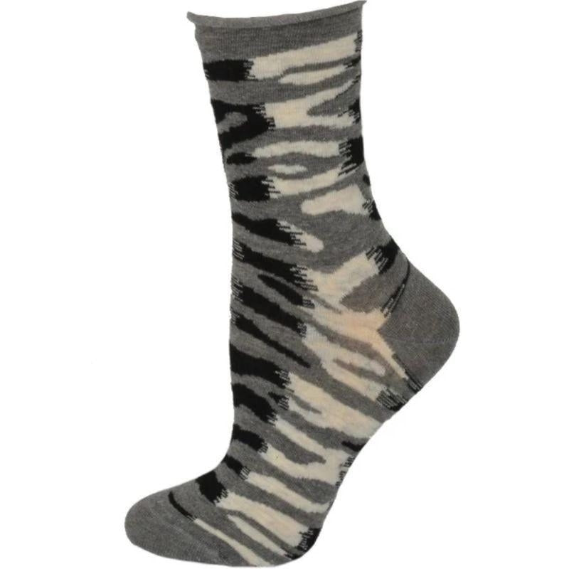 Sierra Socks Zebra Pattern Hi Anklet Casual Cotton Womens 2 Pair Socks Image 4