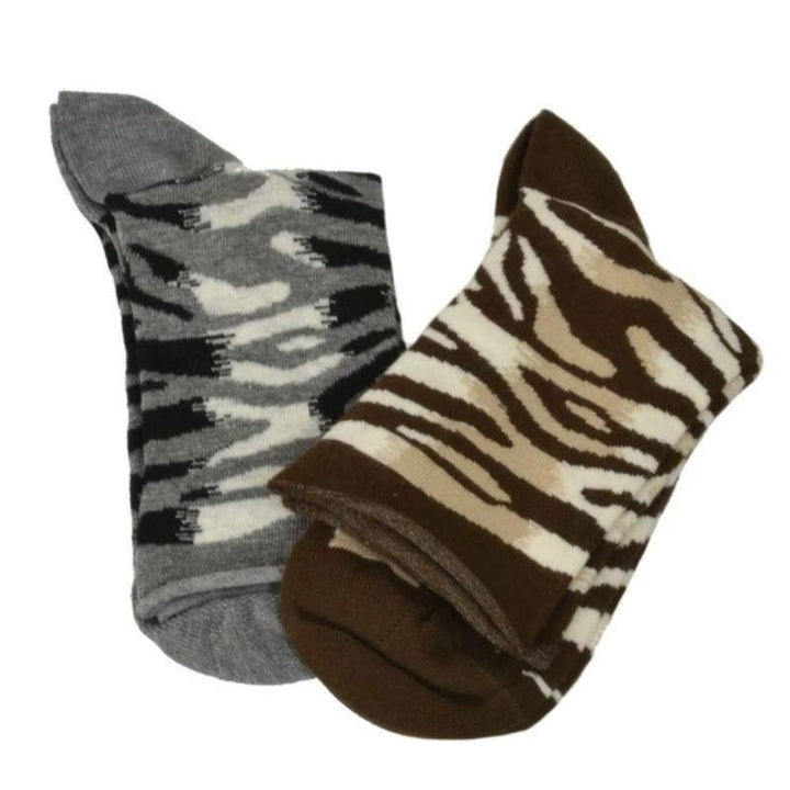 Sierra Socks Zebra Pattern Hi Anklet Casual Cotton Womens 2 Pair Socks Image 7