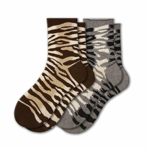 Sierra Socks Zebra Pattern Hi Anklet Casual Cotton Womens 2 Pair Socks Image 8