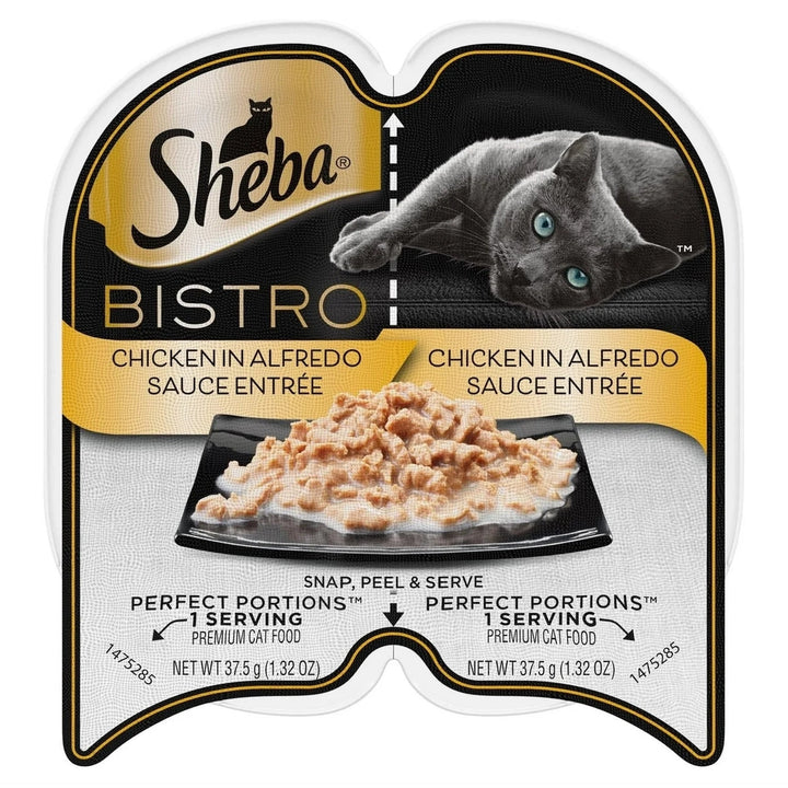 Sheba Perfect PORTIONS Bistro Wet Cat Food Trays (24 Count 48 Servings) Chicken in Alfredo Sauce Entr e Easy Peel Image 1