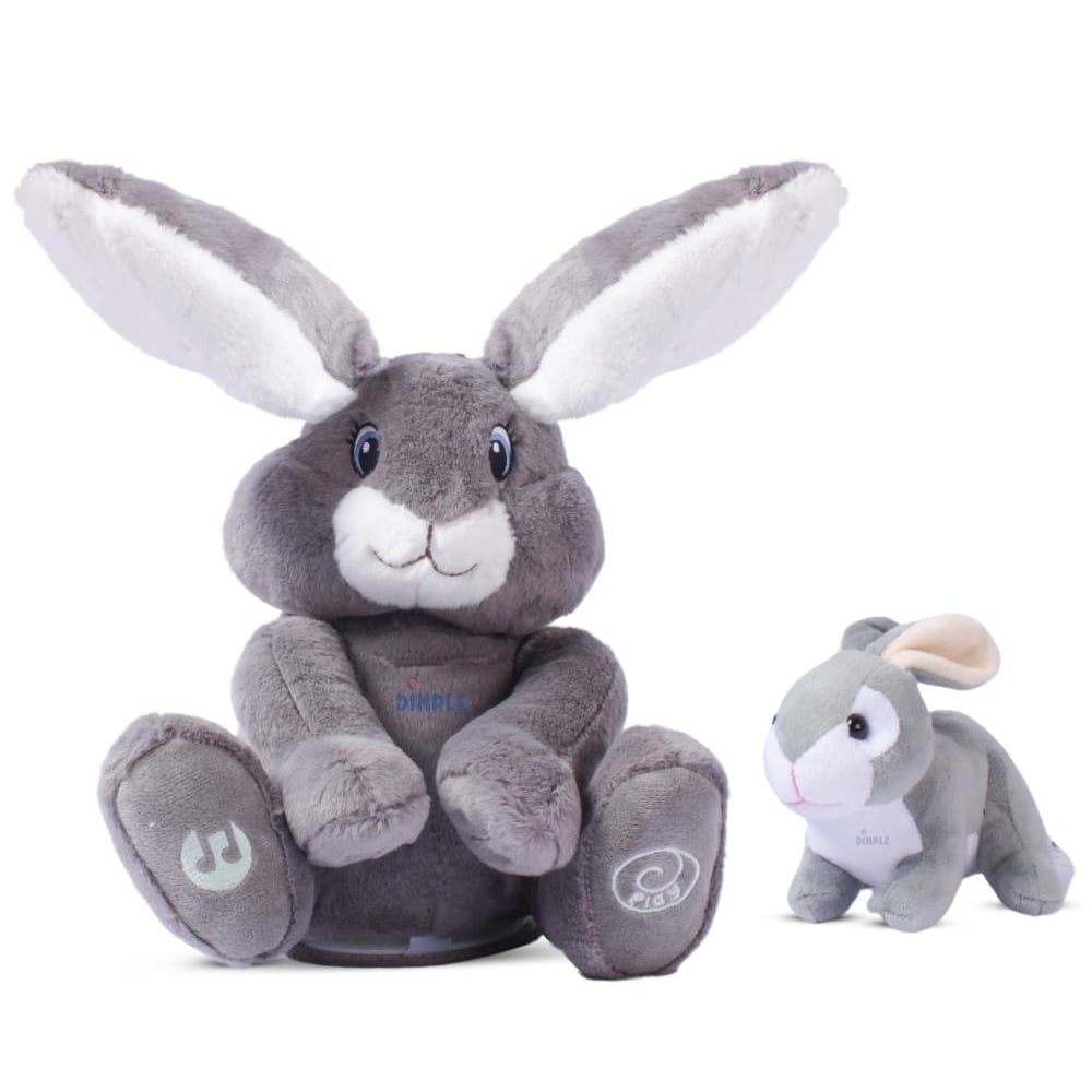 Bunny Set - Milo Stuffed Bunny Toy Animated Interactive Bunny w/ Peek-a-Boo Feature and Grey Plush Baby Bunny Plush Toy Image 1