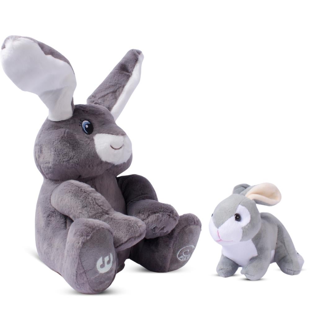 Bunny Set - Milo Stuffed Bunny Toy Animated Interactive Bunny w/ Peek-a-Boo Feature and Grey Plush Baby Bunny Plush Toy Image 2