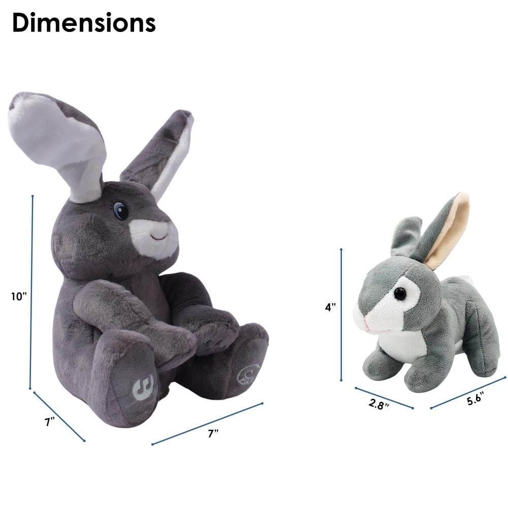 Bunny Set - Milo Stuffed Bunny Toy Animated Interactive Bunny w/ Peek-a-Boo Feature and Grey Plush Baby Bunny Plush Toy Image 3