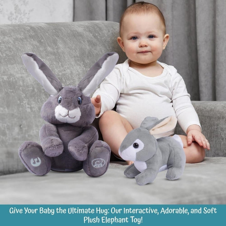 Bunny Set - Milo Stuffed Bunny Toy Animated Interactive Bunny w/ Peek-a-Boo Feature and Grey Plush Baby Bunny Plush Toy Image 4