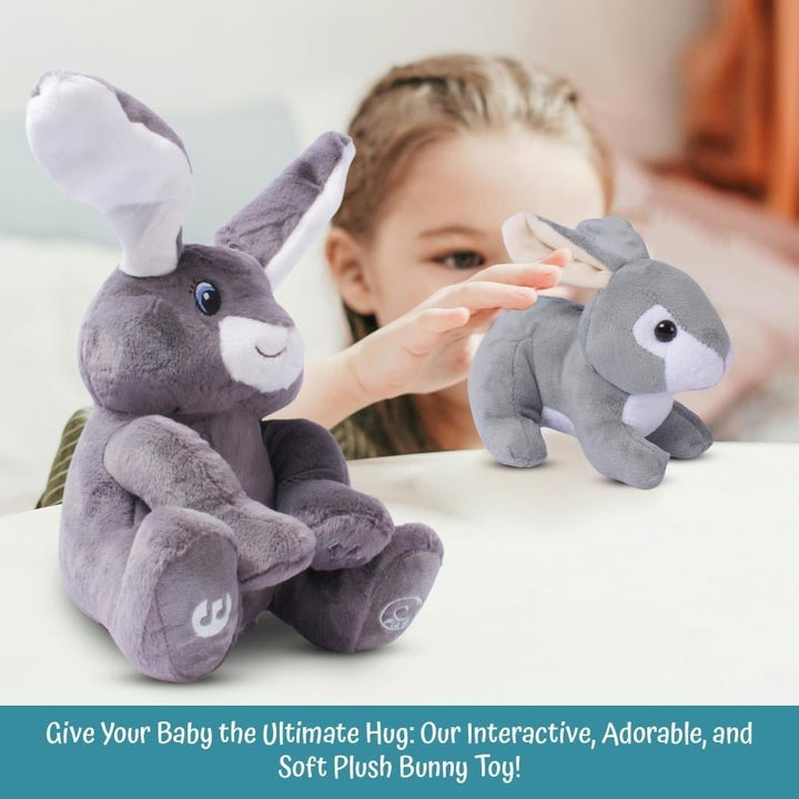 Bunny Set - Milo Stuffed Bunny Toy Animated Interactive Bunny w/ Peek-a-Boo Feature and Grey Plush Baby Bunny Plush Toy Image 4