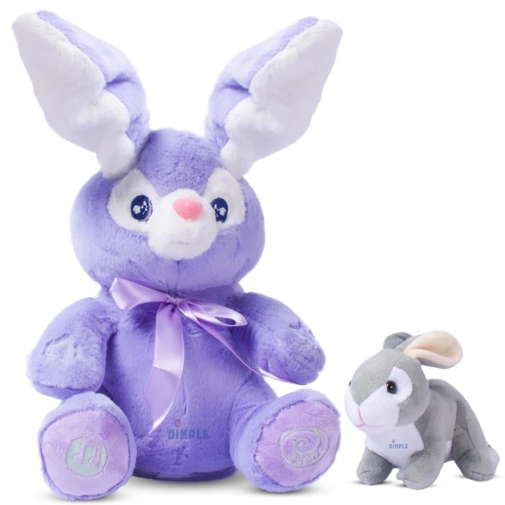 Bunny Set - Bella Stuffed Bunny Toy Animated Interactive Bunny w/ Peek-a-Boo Feature and Grey Plush Baby Bunny Plush Toy Image 1