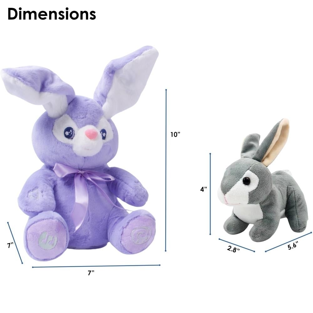 Bunny Set - Bella Stuffed Bunny Toy Animated Interactive Bunny w/ Peek-a-Boo Feature and Grey Plush Baby Bunny Plush Toy Image 2